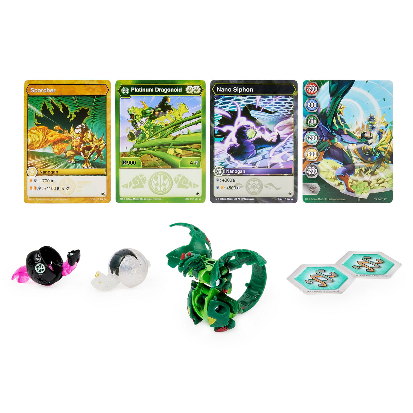Bakugan platinum powerup s4 dragonoid, nano scorcher si nano siphon