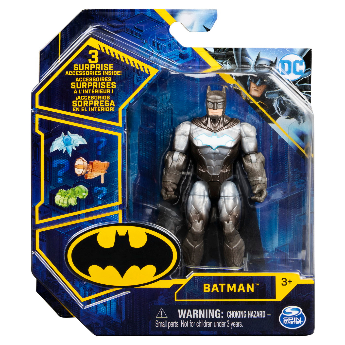 Figurina batman cu costum cu armura si articulata 10cm cu 3 accesorii surpriza