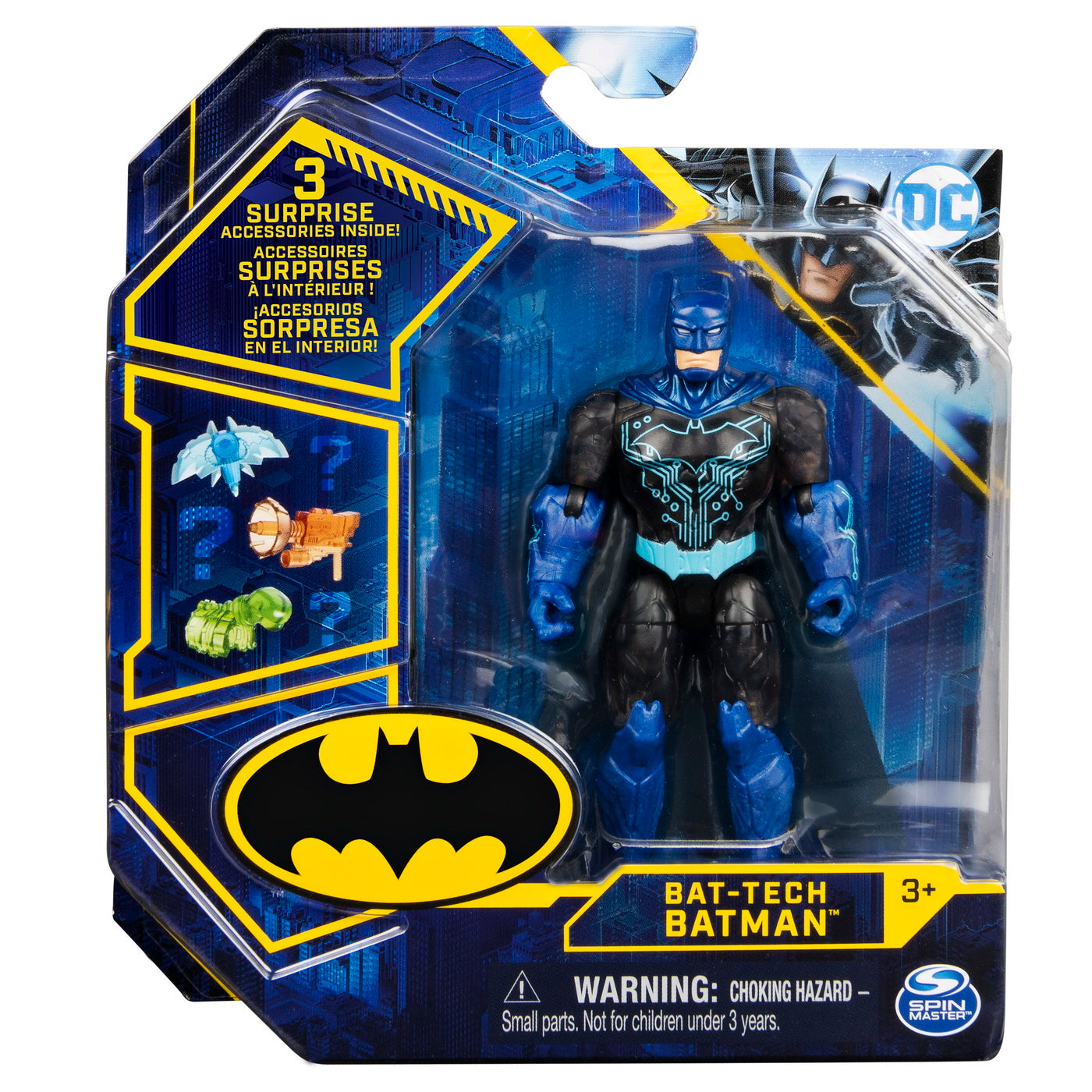 Figurina batman bat-tech articulata 10cm cu 3 accesorii surpriza