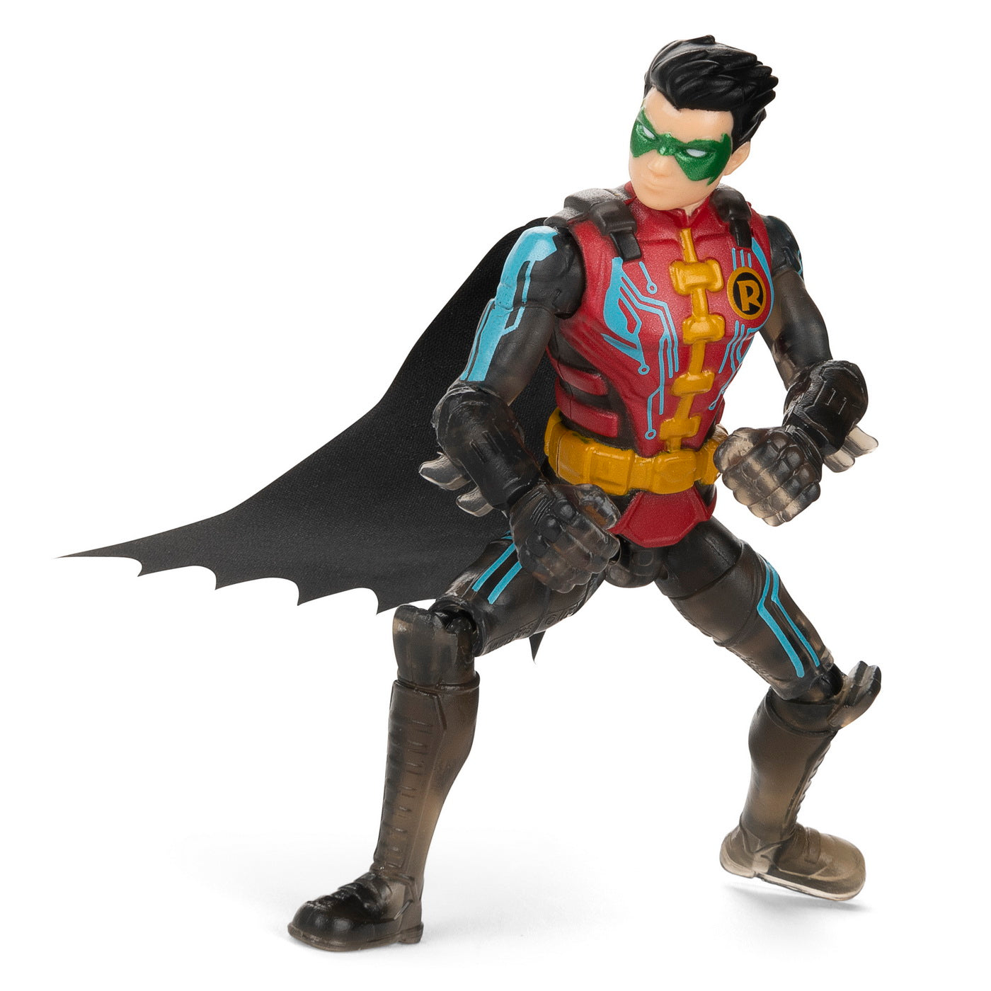 Figurina robin cu costum tech si articulata 10cm cu 3 accesorii surpriza