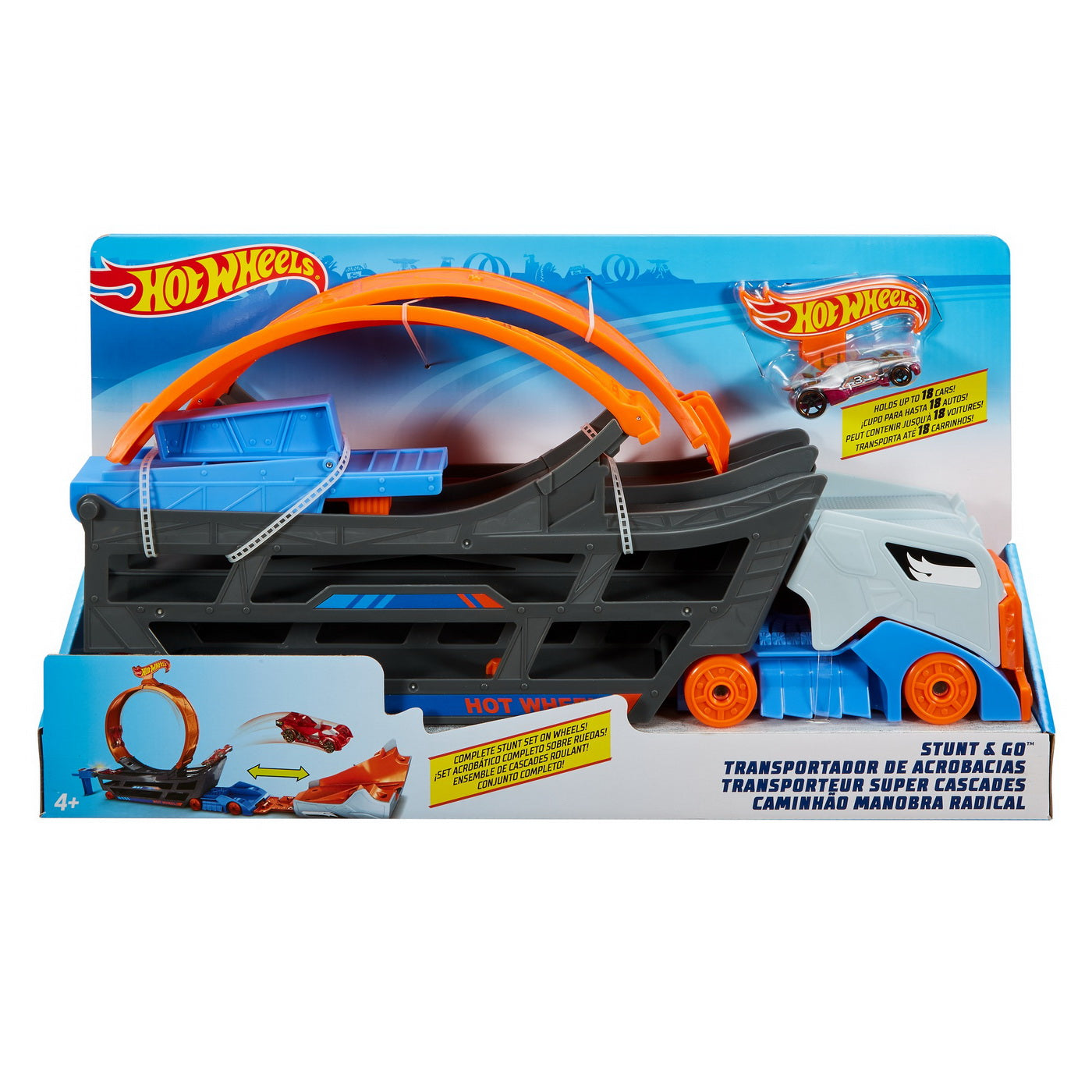 Hot wheels camion cu pista de lansare stunt n go