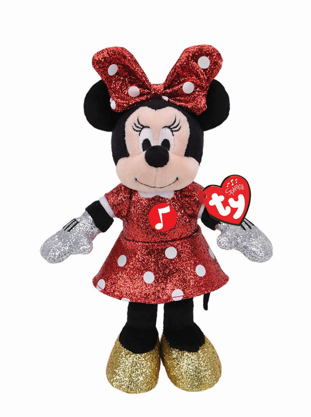 Plus ty 25cm beanie babies disney minnie cu sclipici si sunete