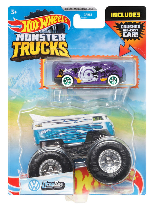 Hot wheels monster truck si masinuta metalica dragbus