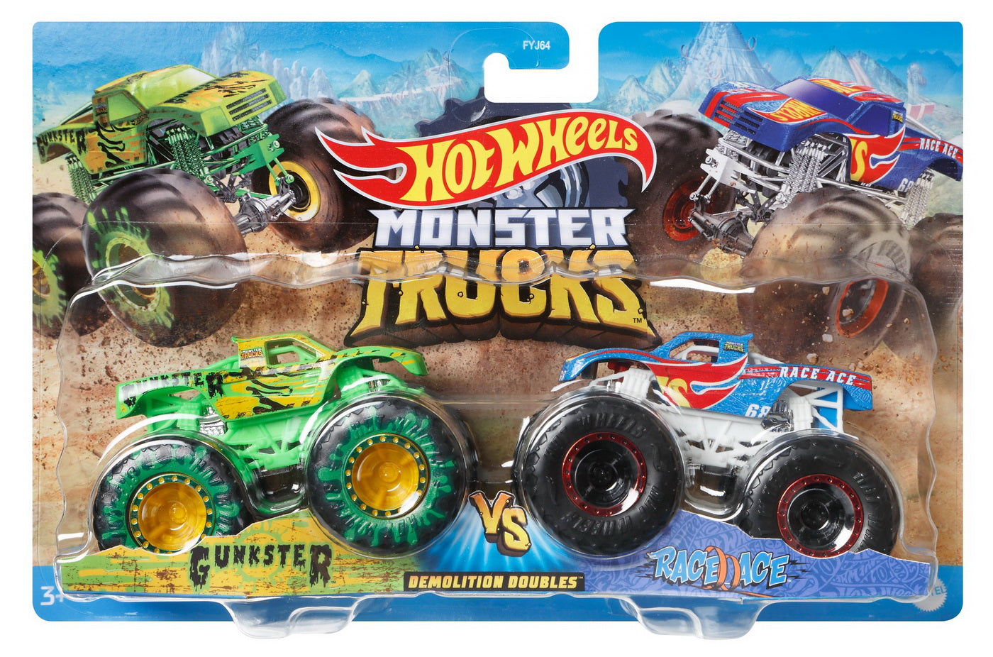 Monster truck set 2 masini scara 1 la 64 gunkster si race ace