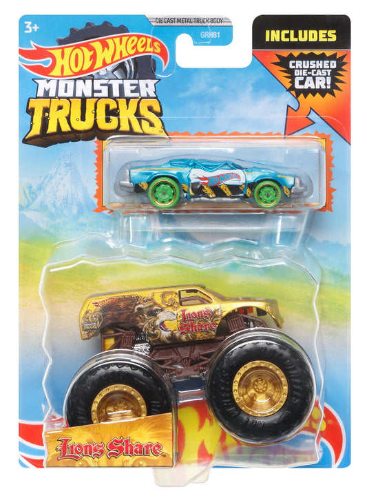 Hot wheels monster truck si masinuta metalica lion's share