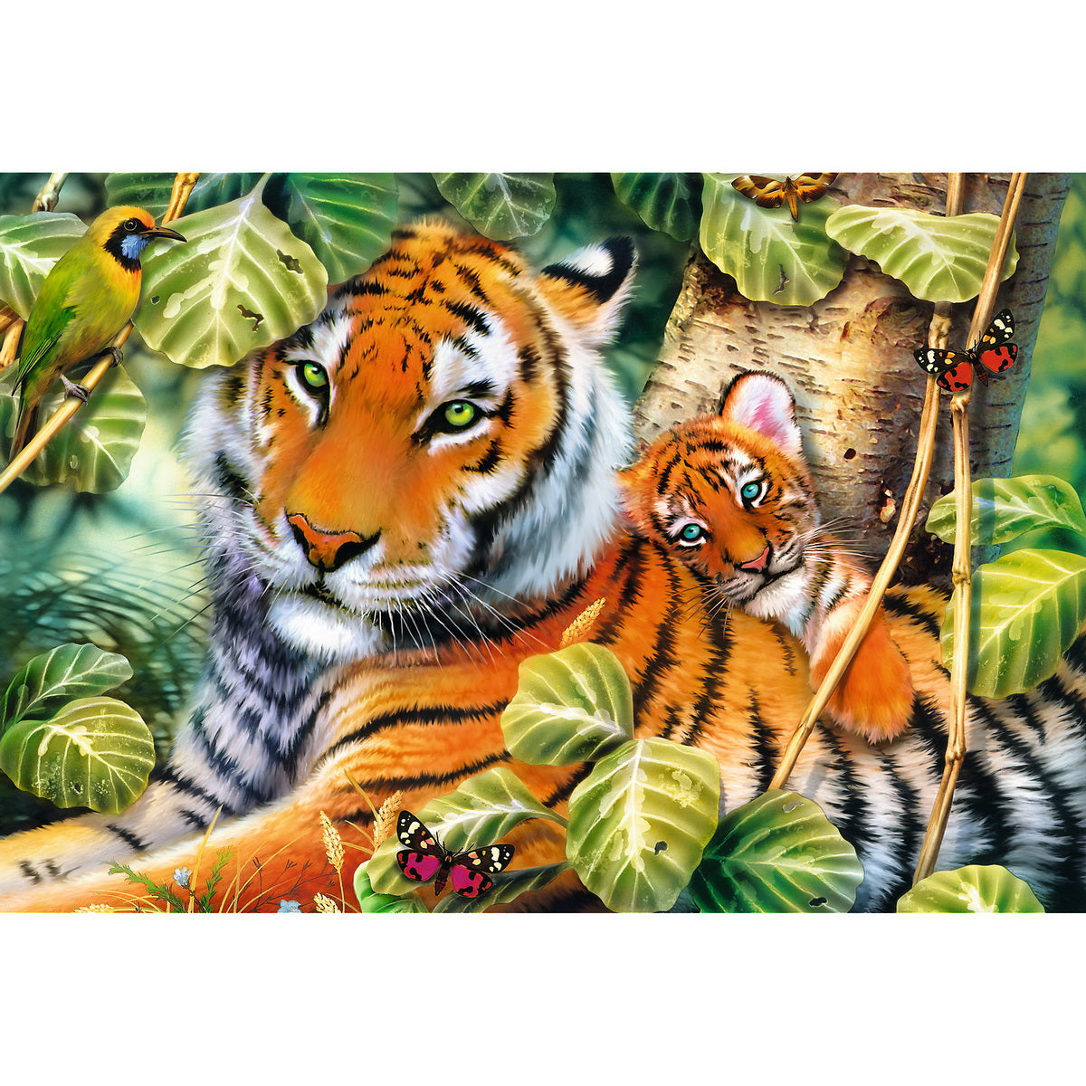 Puzzle trefl 1500 tigri bengalezi in padurea tropicala