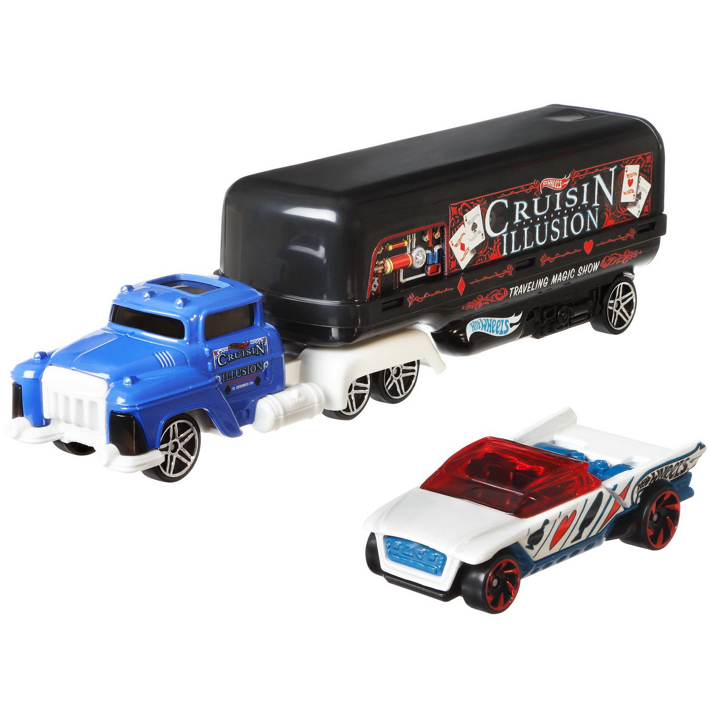 Set camion si masina sport hot wheels cruisin illusion