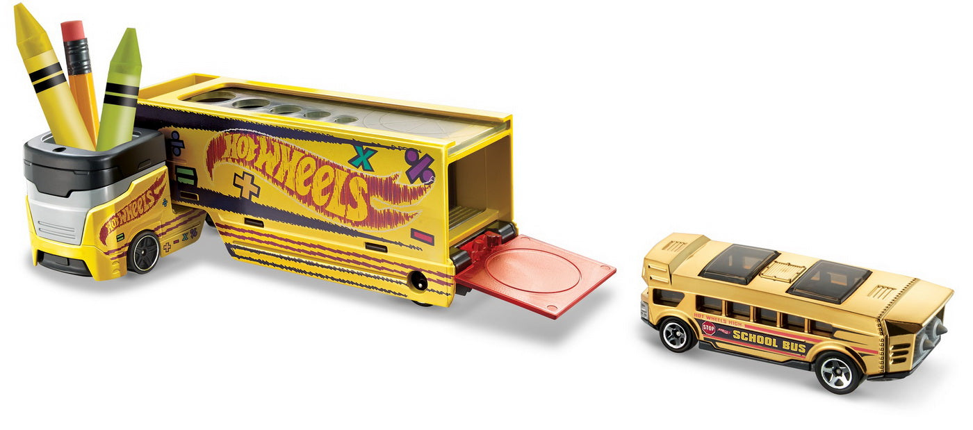 Set camion si masina sport hot wheels pencil pusher