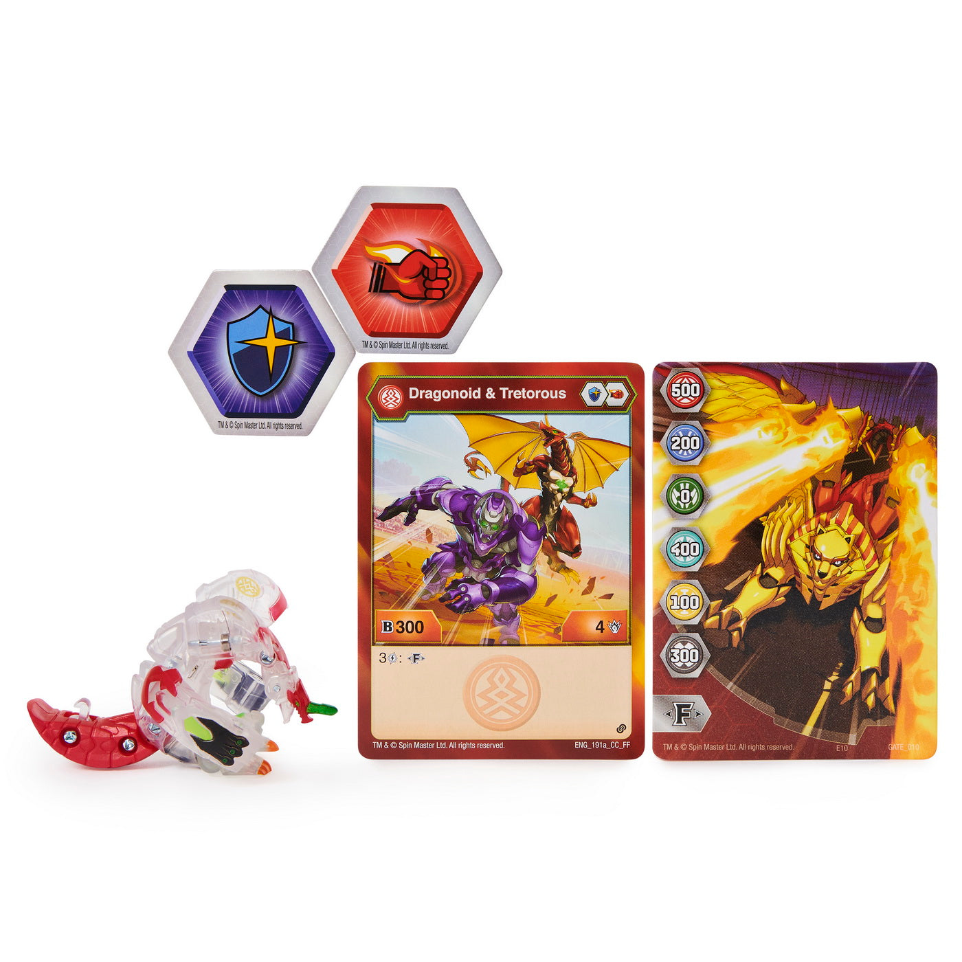 Bakugan s2 bila basic dragonoid cu card baku-gear tretorous