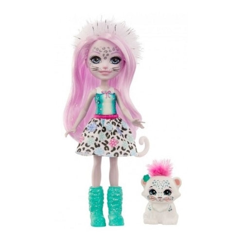 Enchantimals papusi si animalute sybill snow leopard & flake