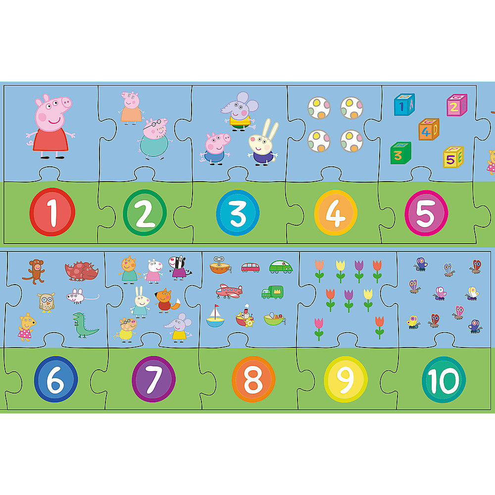 Puzzle educational 20 piese numere peppa pig