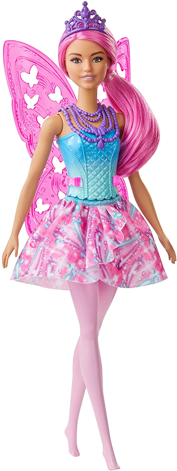 Barbie papusa printesa dreamtopia zane cu par roz si aripi