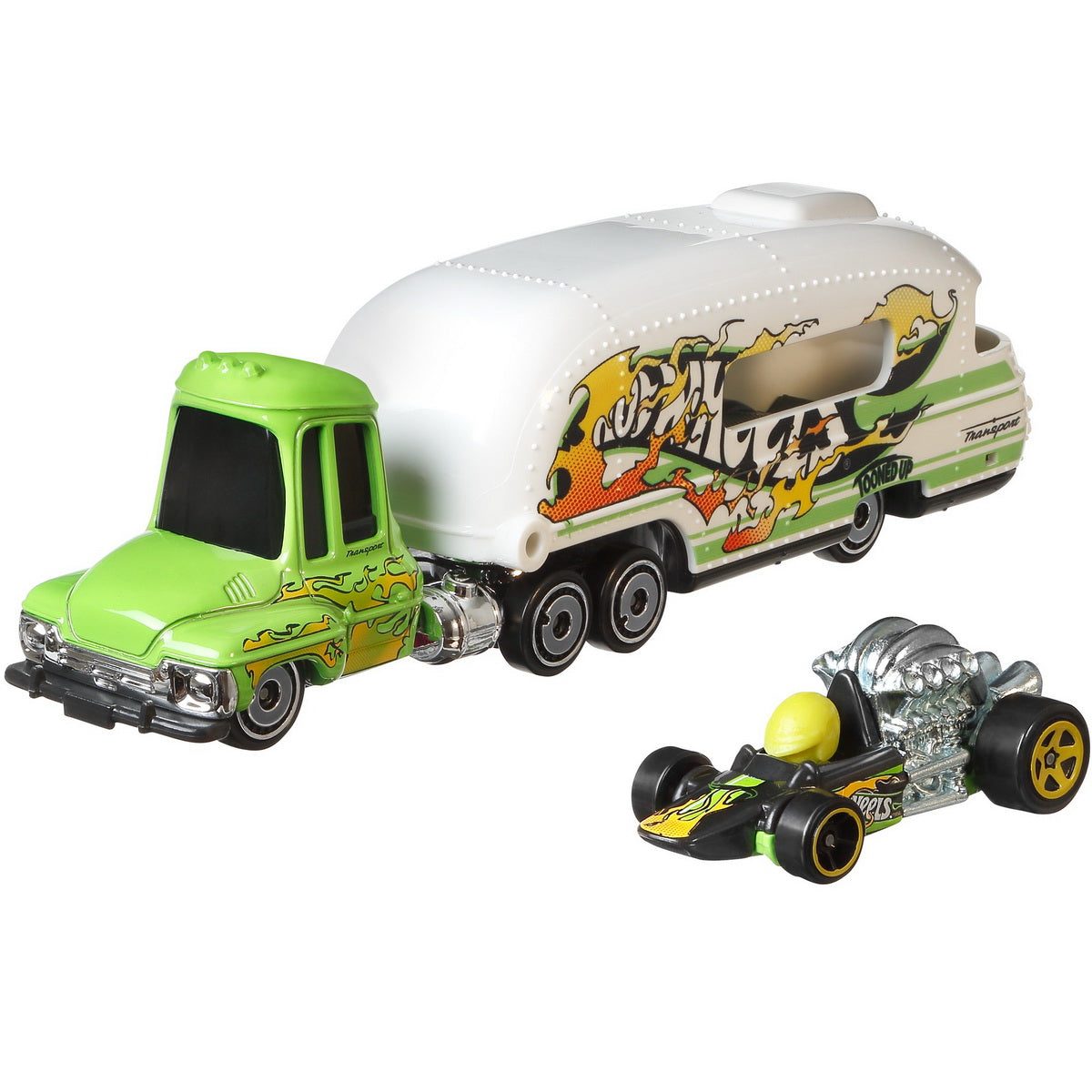 Set camion si masina sport hot wheels tooned up