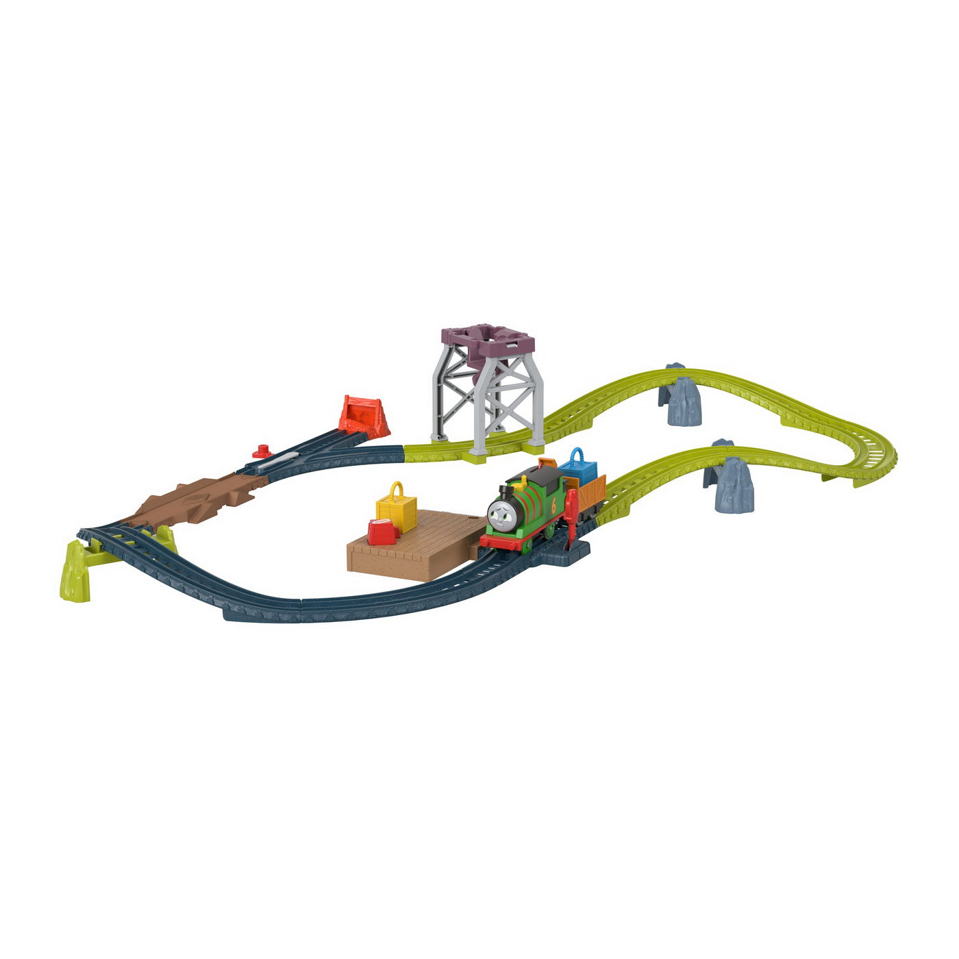 Thomas set de joaca cu locomotiva percy motorizata si accesorii