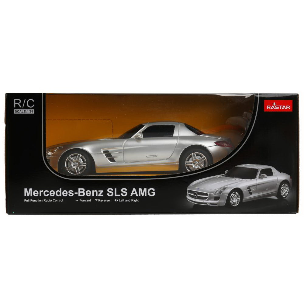 Masina cu telecomanda mercedes-benz sls amg argintie scara 1 la 24