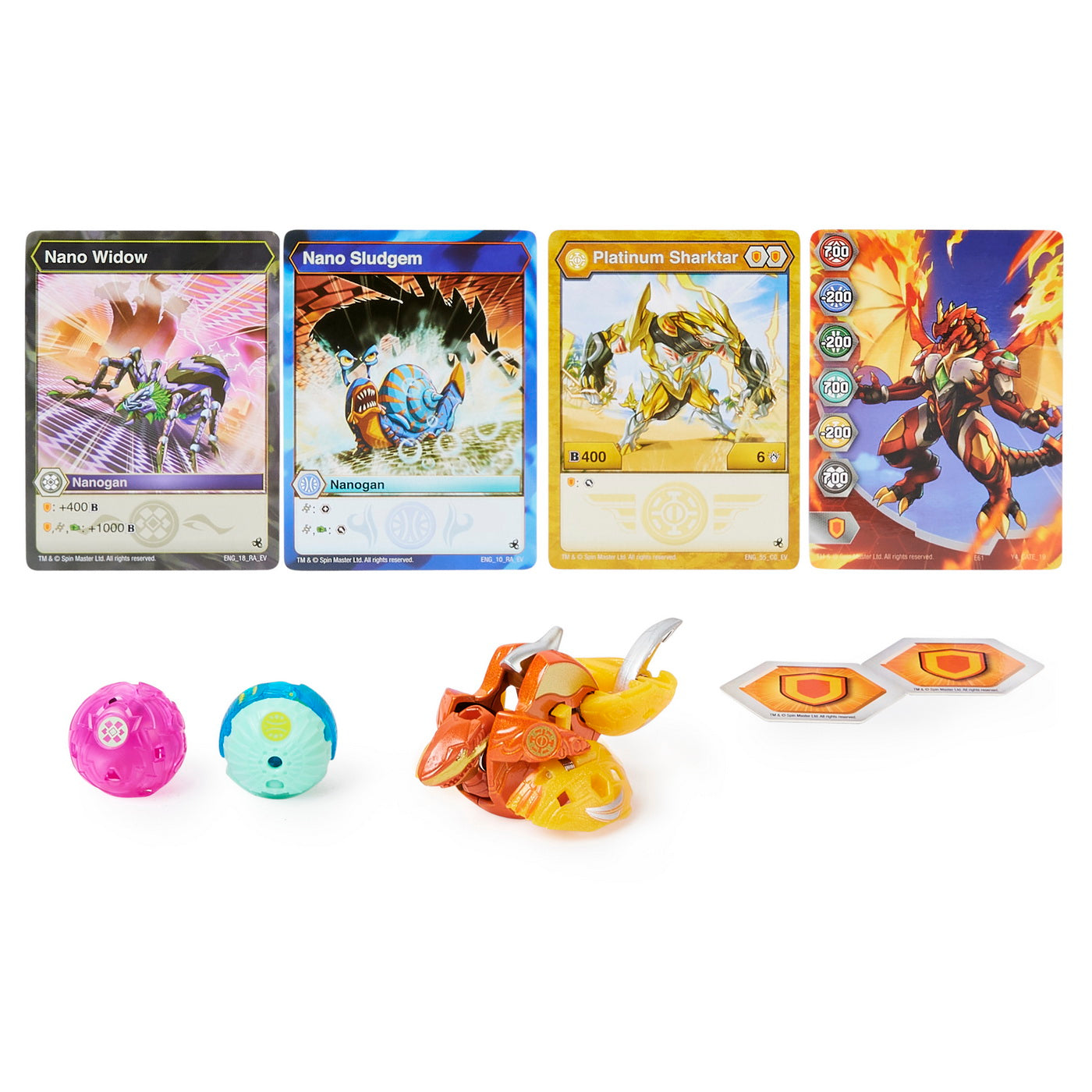 Bakugan platinum powerup s4 shartktar, nano widow si nano sludgem