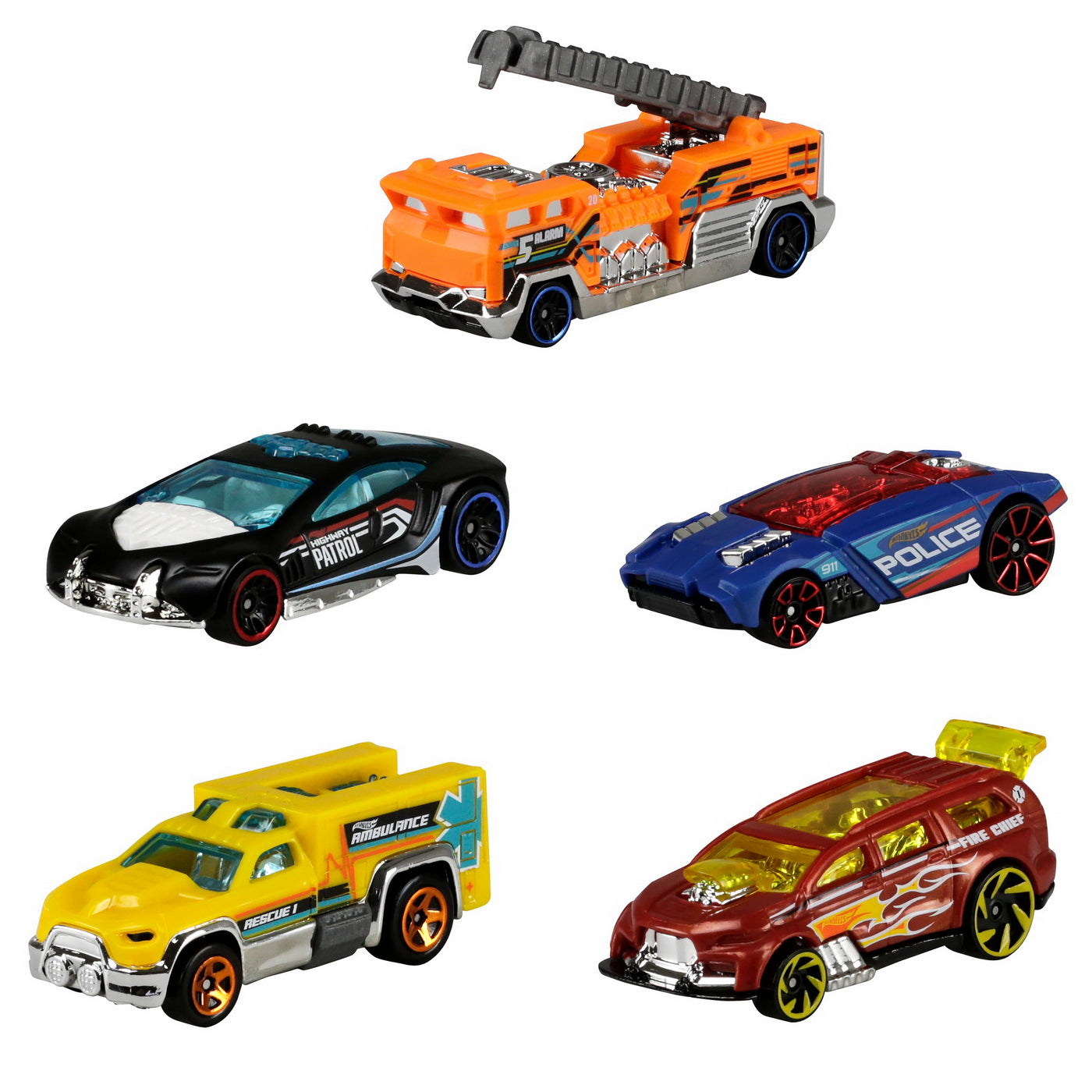 Set 5 masini hot wheels rescue