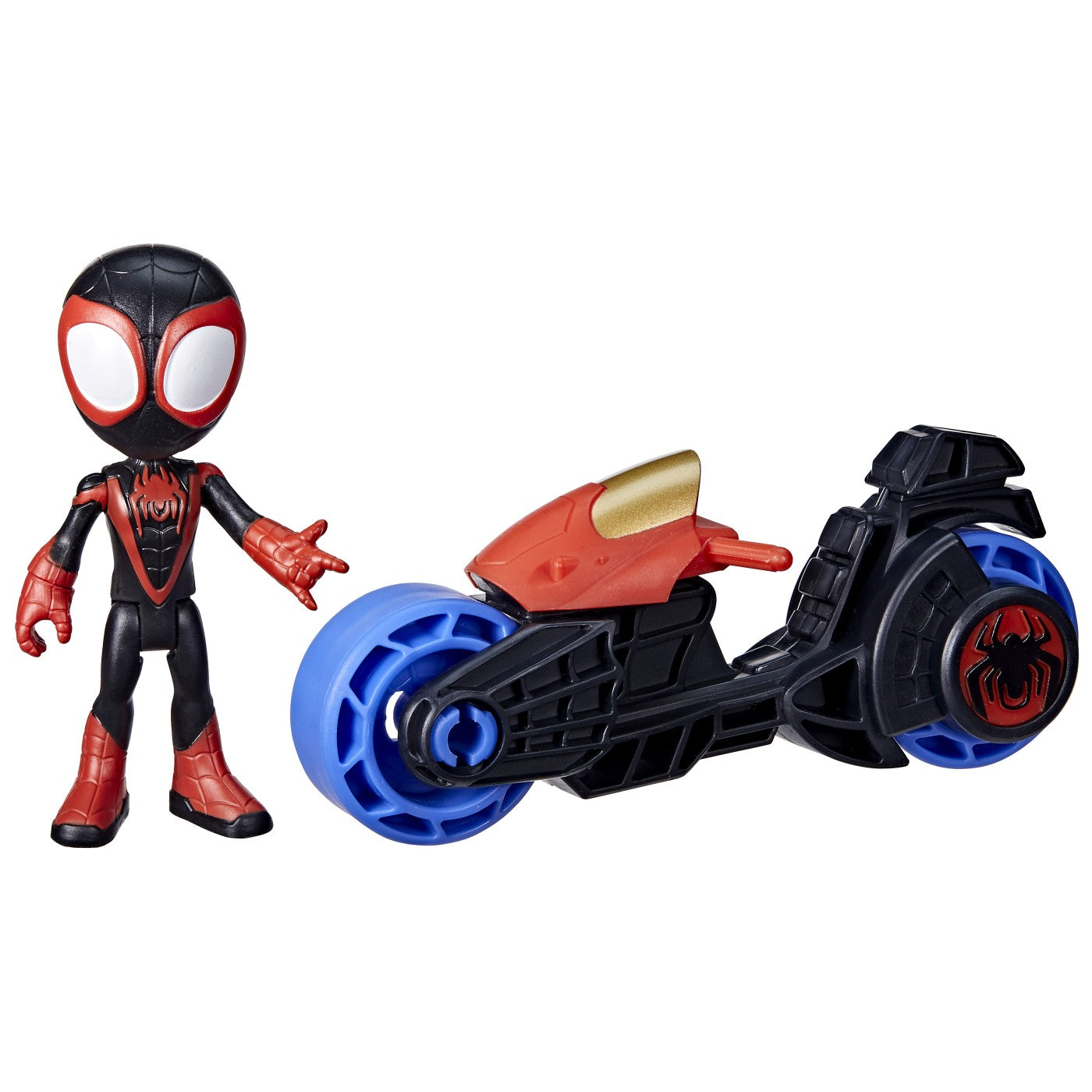 Spidey prietenii extraordinari set motocicleta si figurina miles morales spider man 10cm