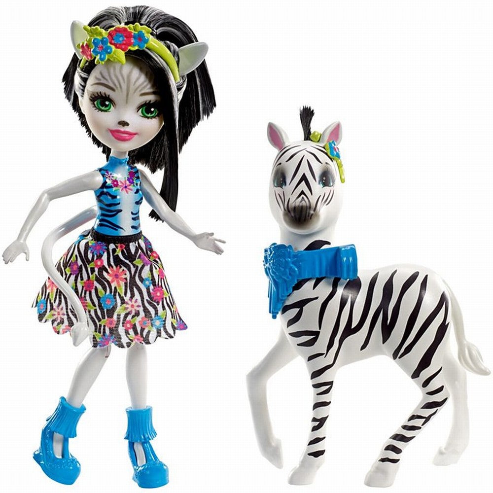 Enchantimals set papusa cu animalut zebra zelena