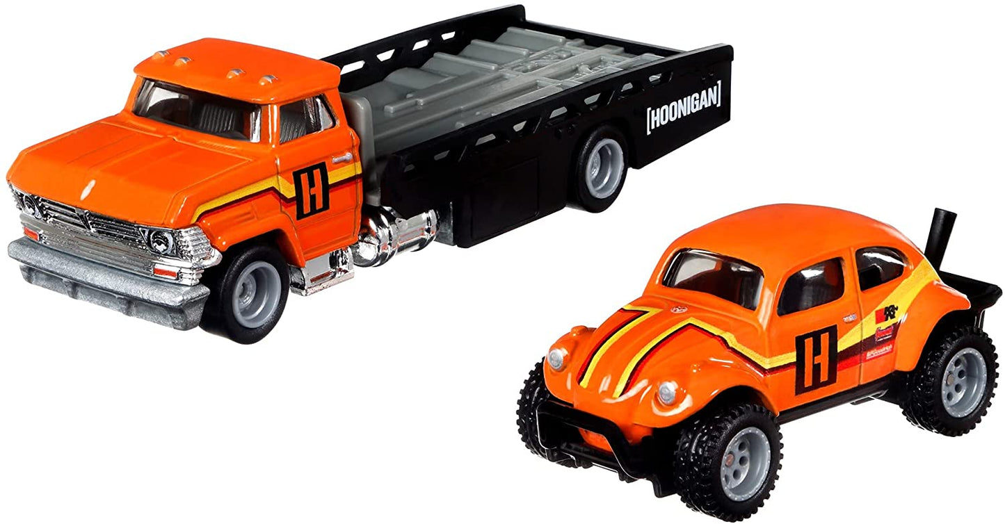 Hot wheels transportator horizont hauler cu masinuta volkswagen baja bug scara 1:64