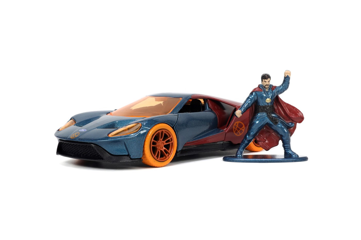 Jada marvel masinuta metalica ford gt scara 1:32 si figurina metalica doctor strange