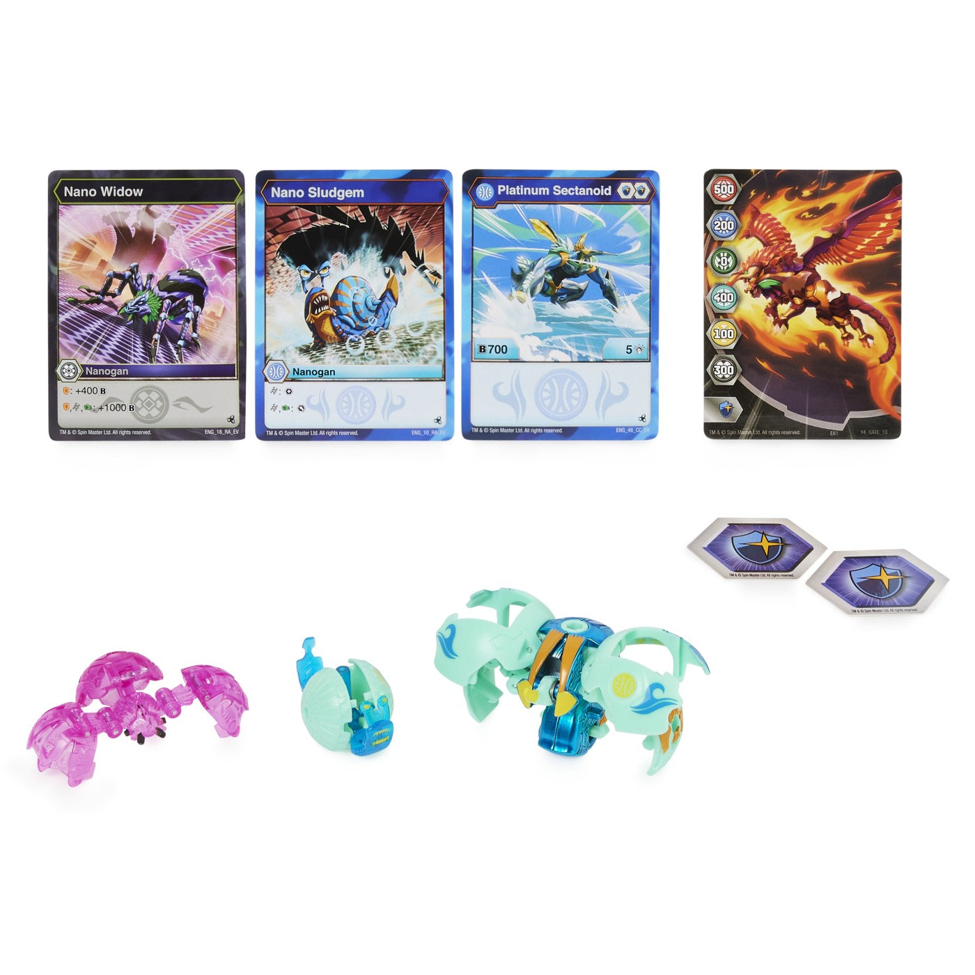 Bakugan platinum powerup s4 sectanoid nano widow si nano sludgem