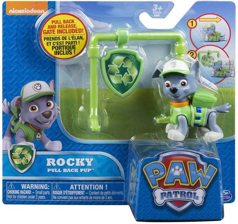 Figurina si insigna paw patrol rocky 6.3 cm