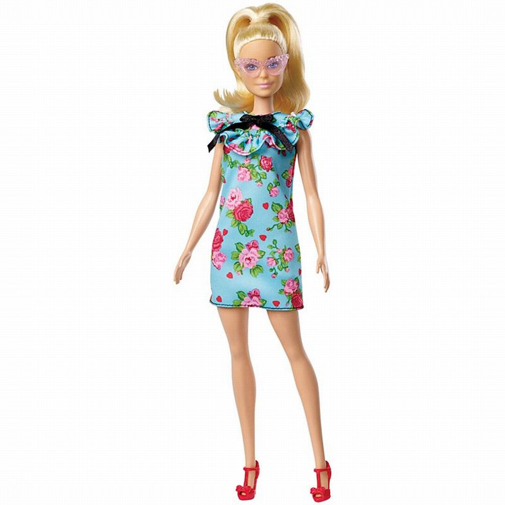 Papusa barbie fashionista cu par blond prins in coada