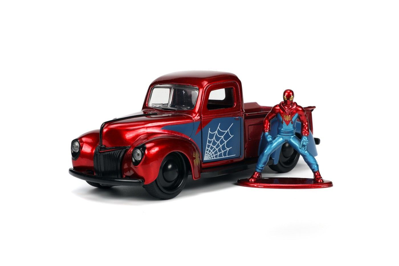 Jada marvel set masinuta metalica ford pick up scara 1:32 si figurina metalica spider man