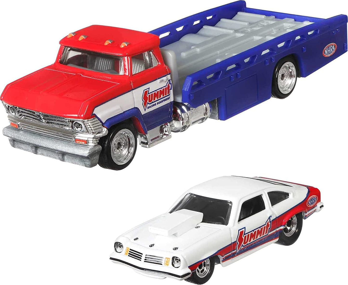 Hot wheels transportator horizon hauler cu masinuta chevrolet vegas stock '74 scara 1:64