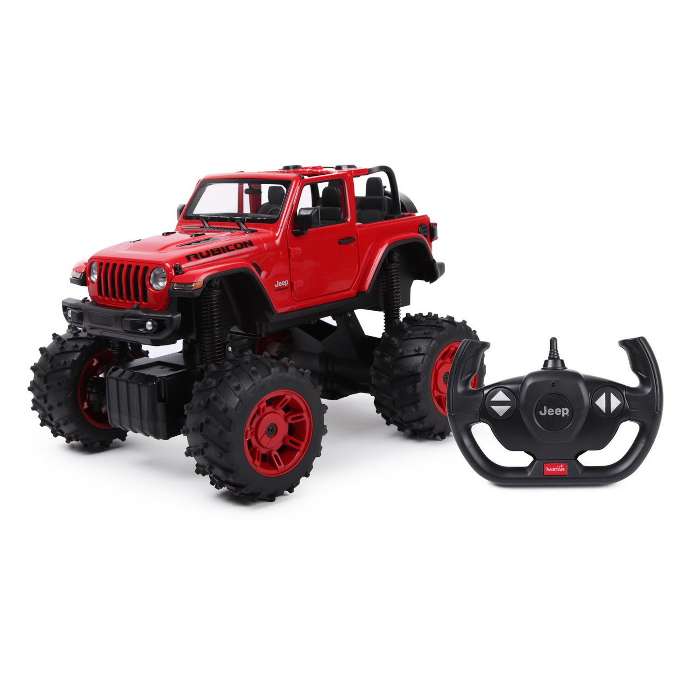 Masina cu telecomanda jeep wrangler jl rosu cu scara 1 la 14