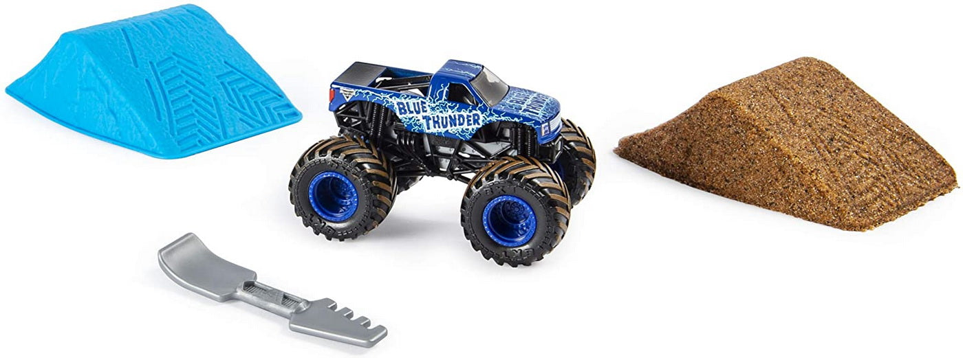 Monster jam set camioneta cu nisip kinetic thunder blue