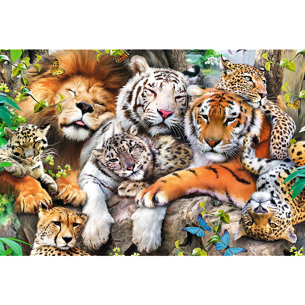 Puzzle trefl din lemn 500+1 piese felinele din jungla