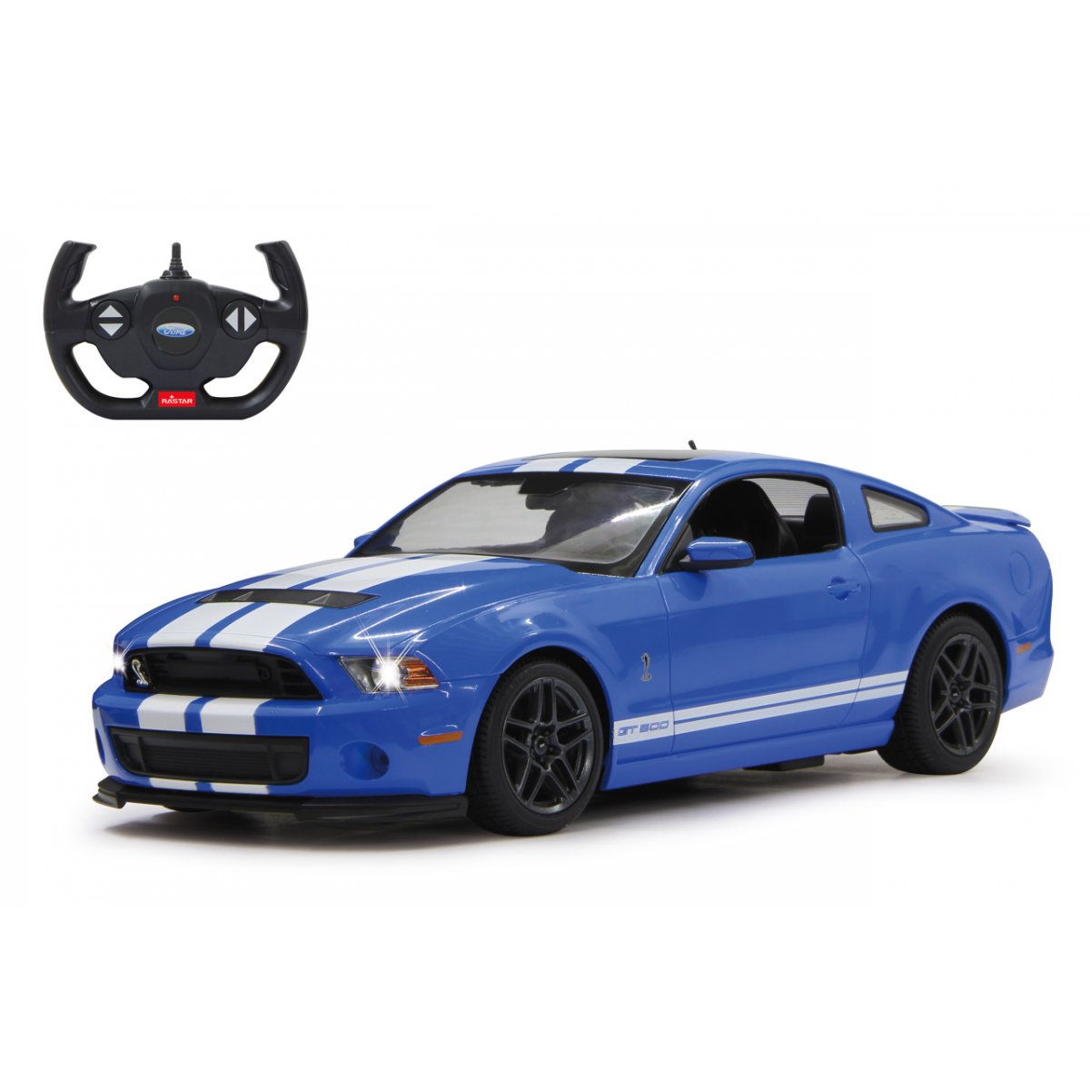 Masina cu telecomanda ford shelby gt500 albastru cu scara 1 la 14