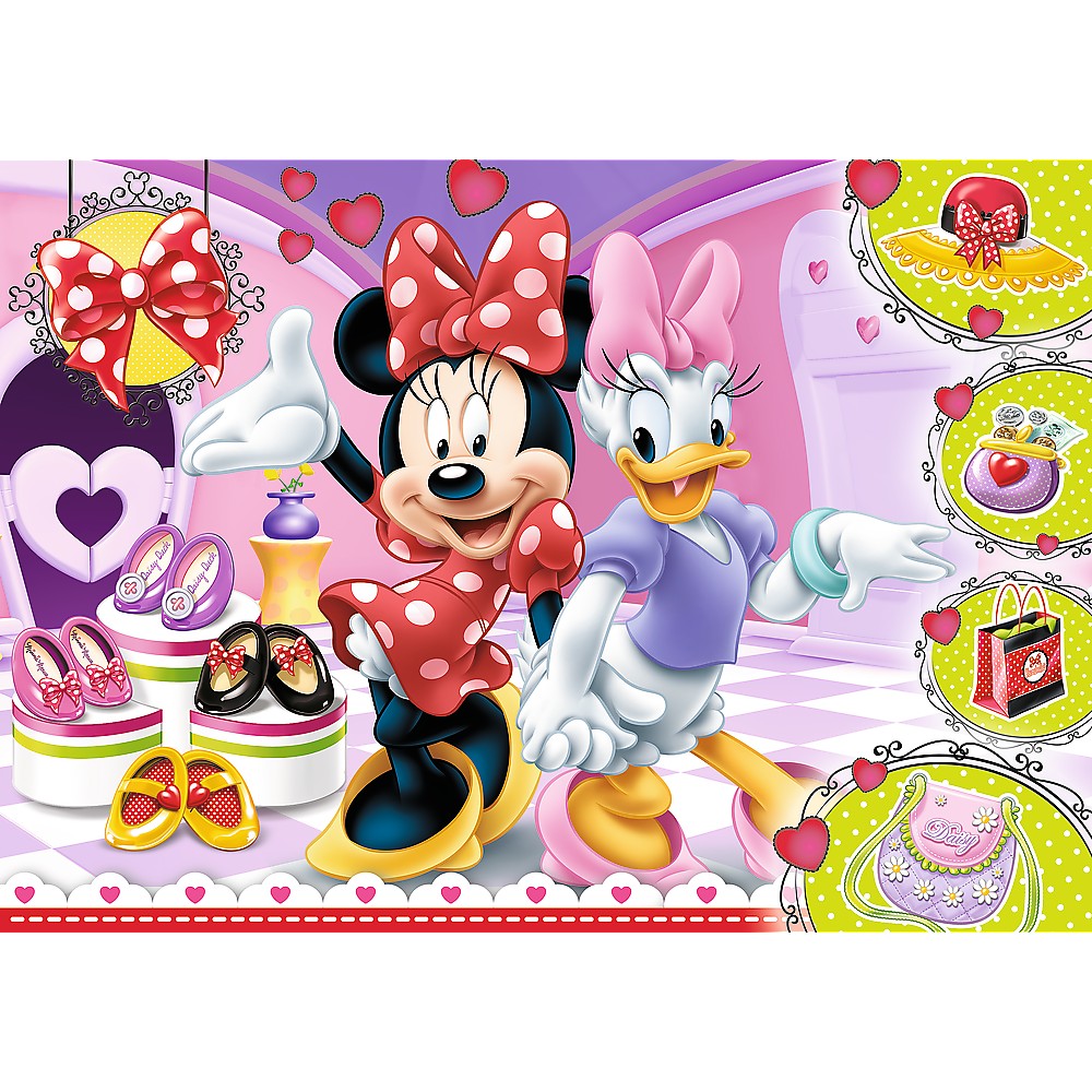 Puzzle trefl 100 glitter disney minnie si garderoba ei