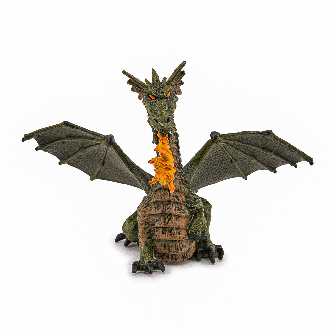 Papo figurina dragon verde inaripat cu flacara