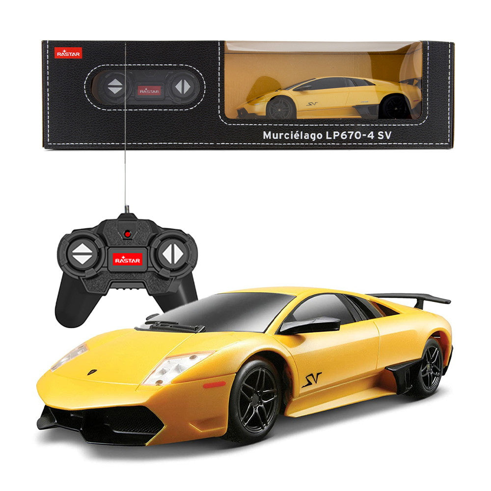 Masina cu telecomanda lamborghini murcielago lp670 galben cu scara 1 la 24