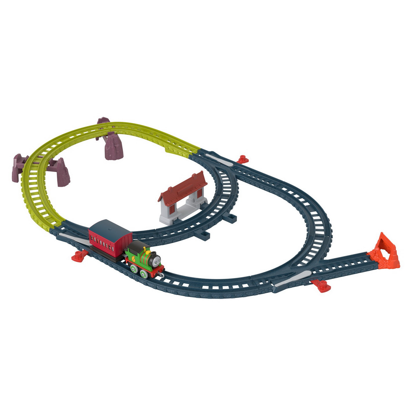 Thomas set de joaca cu locomotiva push along percy si accesorii