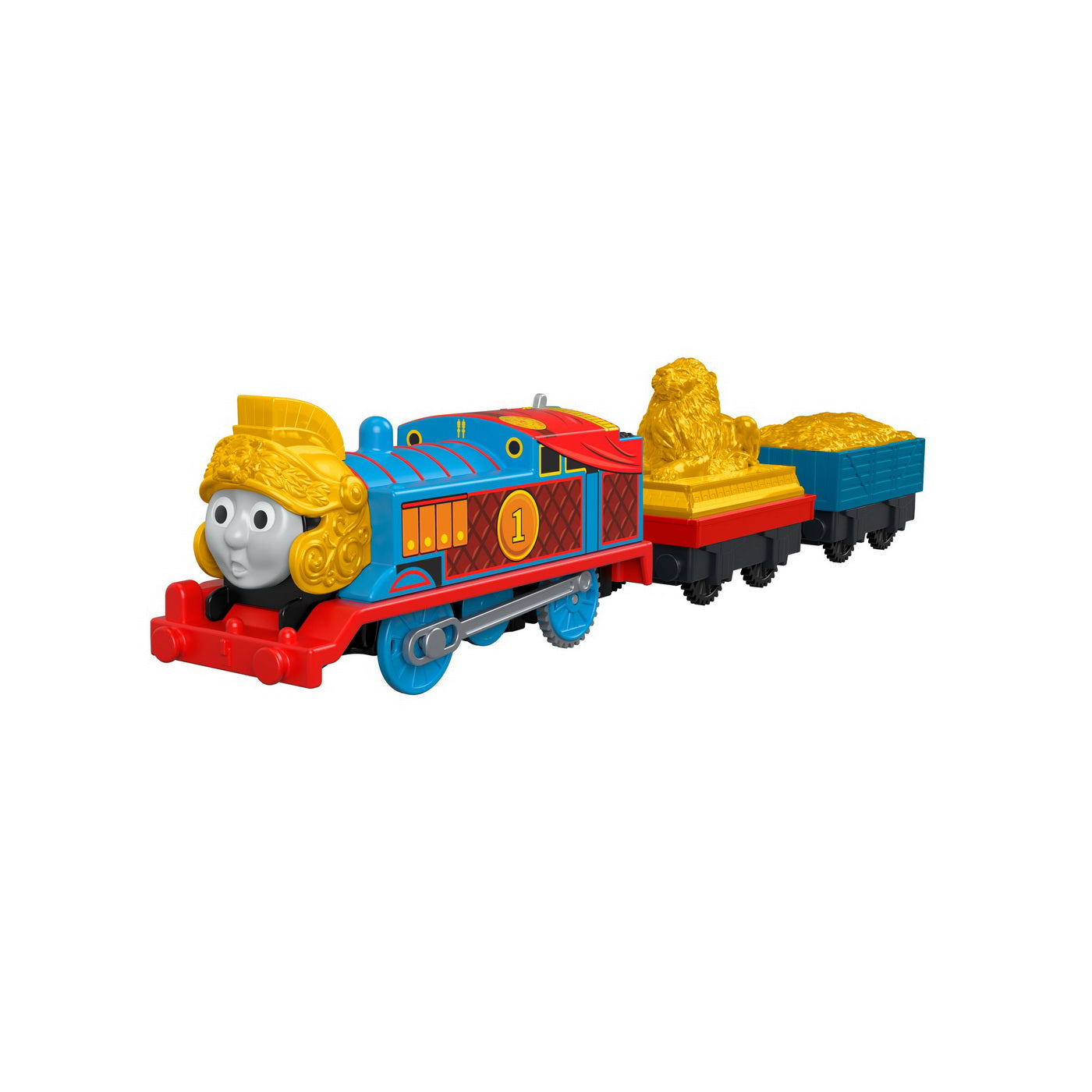 Thomas in armura locomotiva  motorizata cu 2 vagoane