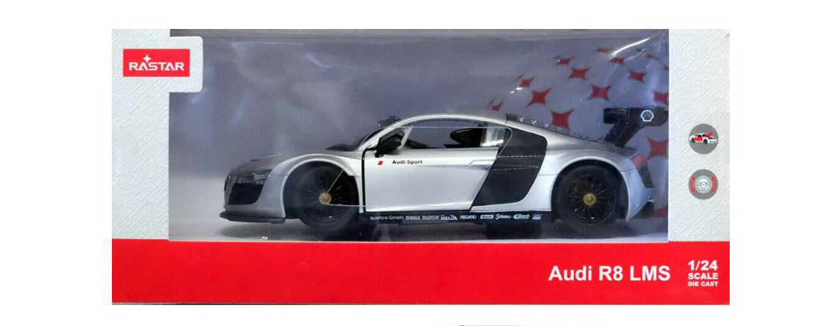 Masinuta metalica audi r8 argintie scara 1 la 24