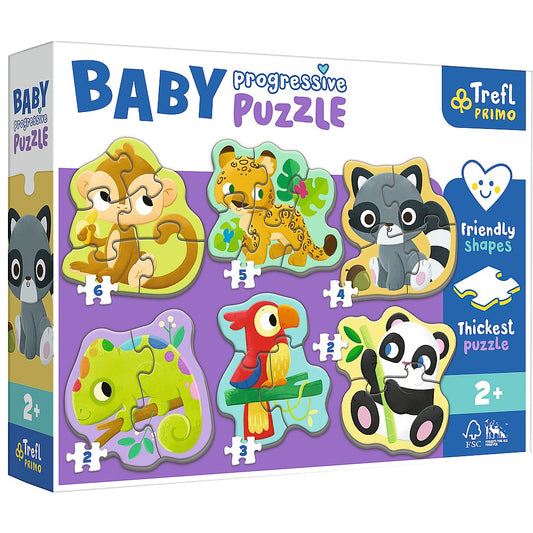 Puzzle trefl primo baby progressive animalele exotice