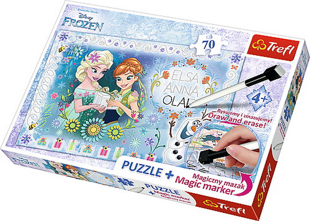 Puzzle trefl 70 plus cu marker frozen