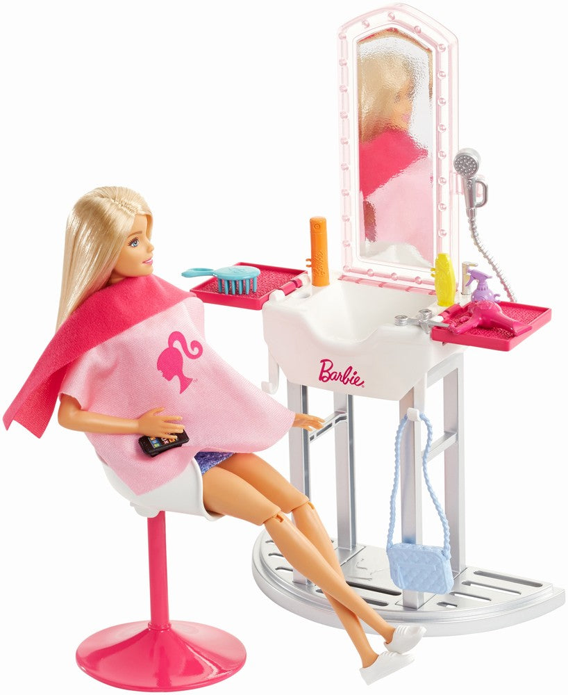 Barbie set salon de infrumusetare cu papusa blonda