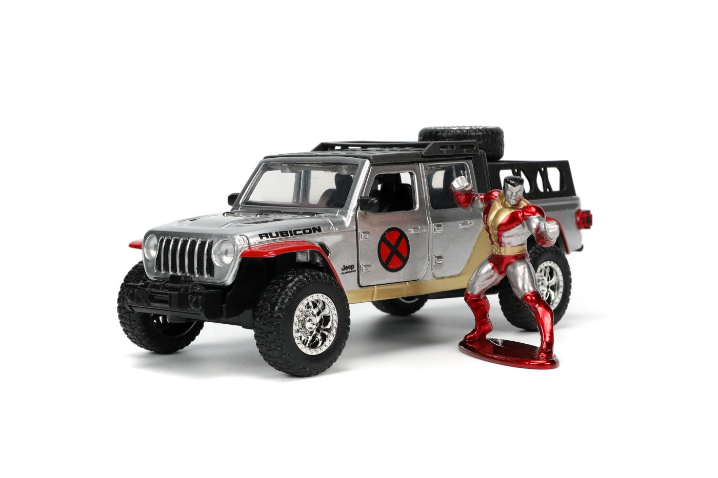 Jada marvel set masinuta metalica jeep gladiator scara 1:32 si figurina din metal colossus