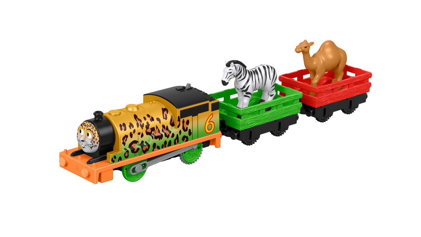 Thomas locomotiva percy animal party motorizata cu 2 vagoane