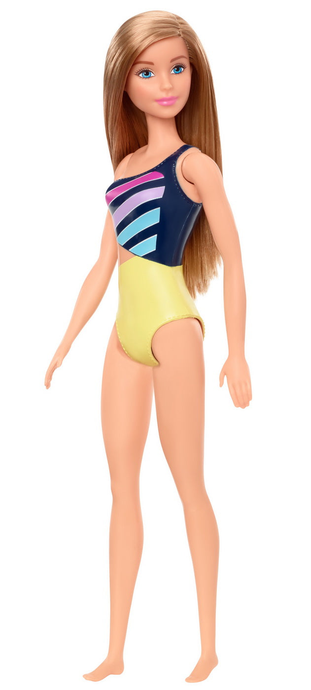 Papusa barbie satena cu costum de baie multicolor