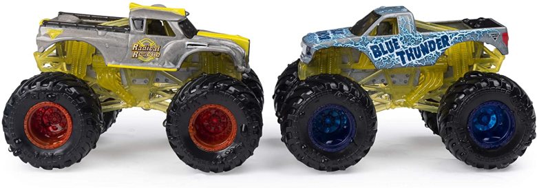 Monster jam set 2 masinute radical rescue si blue thunder color change