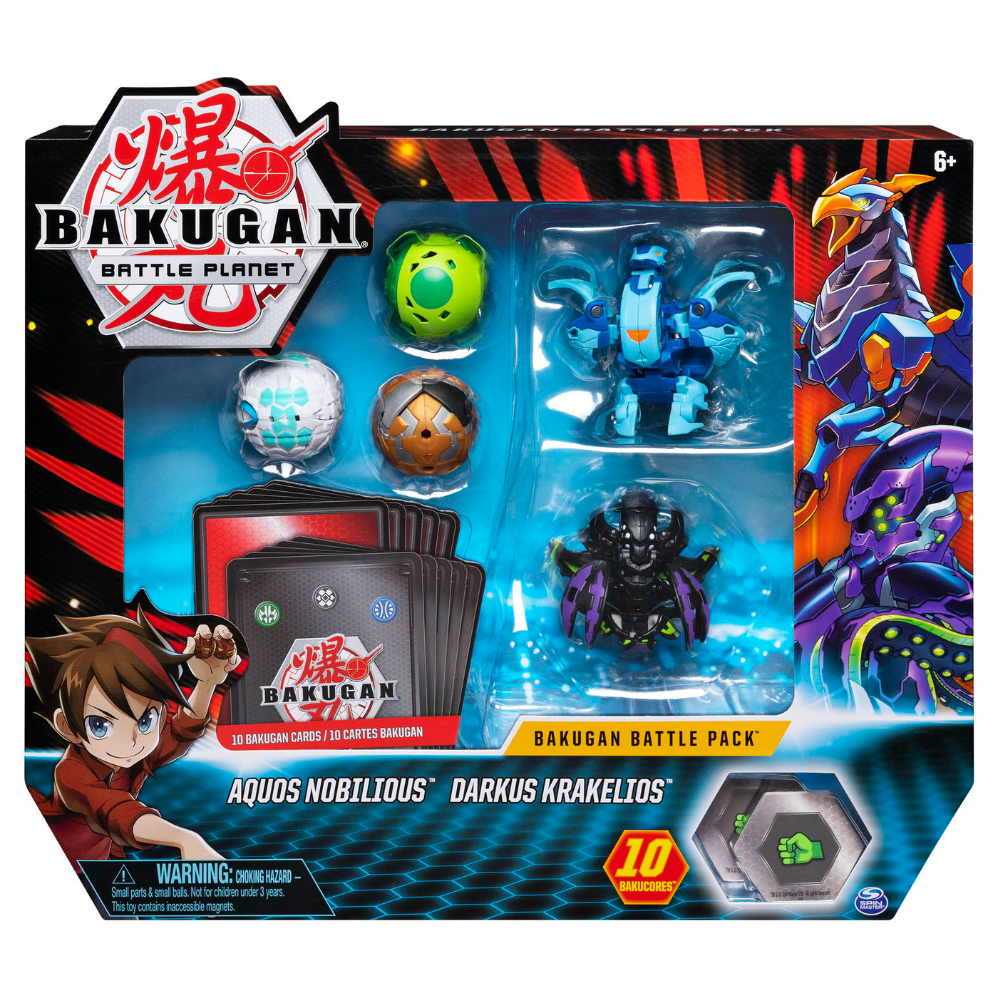 Bakugan set de lupta cu 5 bile aquos nobilious si darkus krakelios