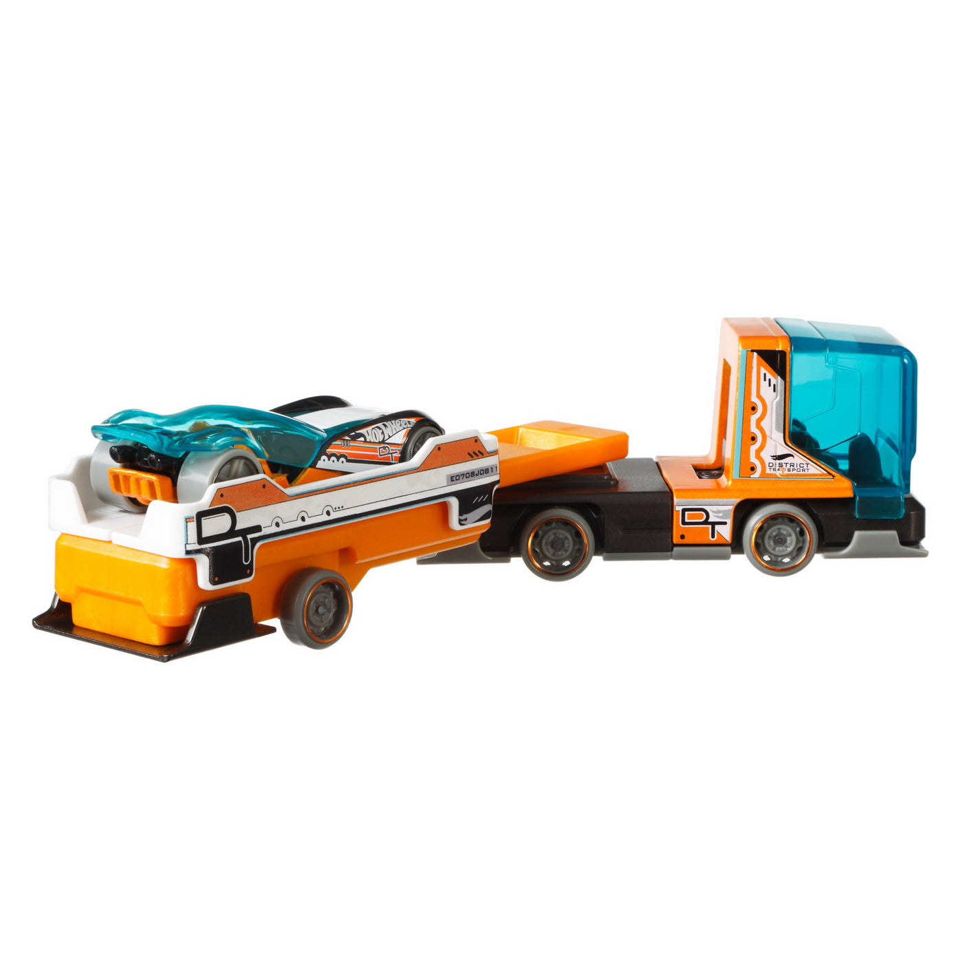 Set camion si masina sport hot wheels district transport