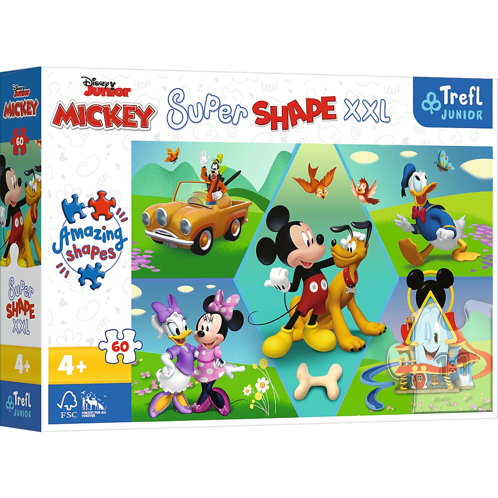 Puzzle trefl primo super shape xxl 60 disney mickey amuzantul